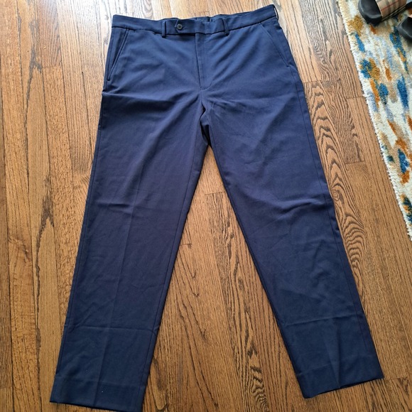 NAUTICA GAFF MENS SOLID Navy Blue FLAT FRONT DRESS PANTS 44X38 - Picture 1 of 4